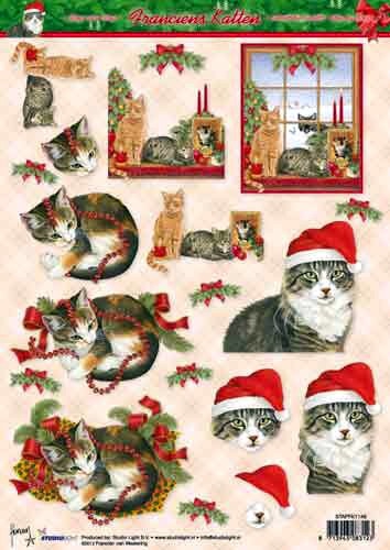 STAPFK1146 Katze mit Weihnachtsmtze