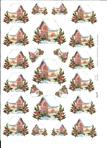 574754x geprgtes Transparentpapier Weihnachtshaus