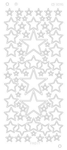 CD3096s Stickerbogen Sterne silber Platinium