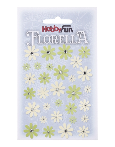 3866151 Florella Papierblumen Grn-creme 33 Stck