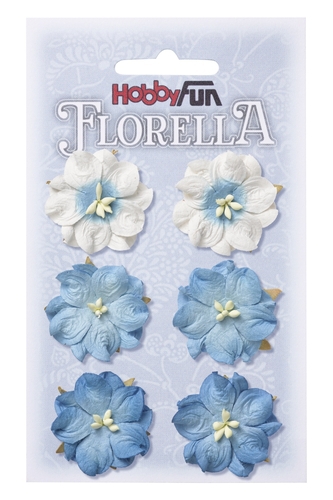 3866054 Florella Blumen aus Moerbijpapier 3,5 cm  blau