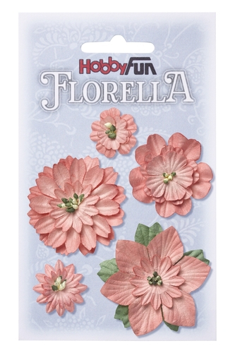 3866067 Florella Blumen aus Moerbijpapier 2-5 cm perzik sortiert