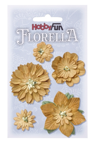 3866068 Florella Blumen aus Moerbijpapier 2-5 cm beige sortiert
