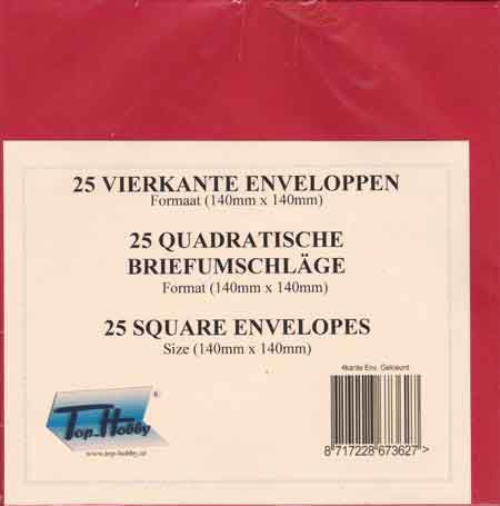 ENV-513 25 viereckige Briefumschlge 14 x 14 Rot