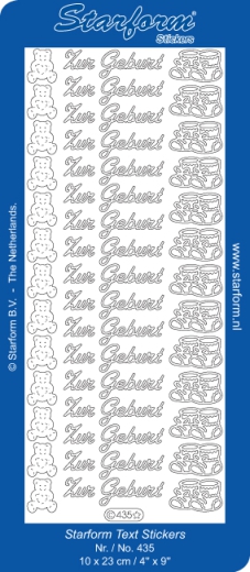 435g Stickerbogen  Zur Geburt gold