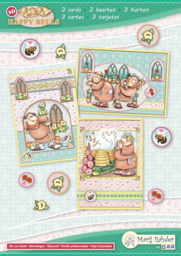 9.0092x Happy Bells A5 Set fr 3 complette Karten