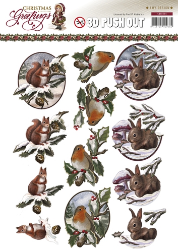 SB10114 AD Stanzbogen Christmas Greetings Weihnachtstiere