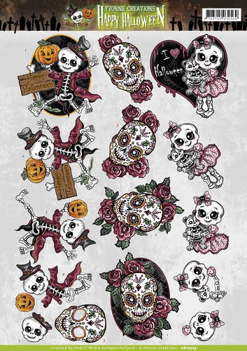 CD10774 YC Schneidebogen Happy Halloween Happy Skeletons