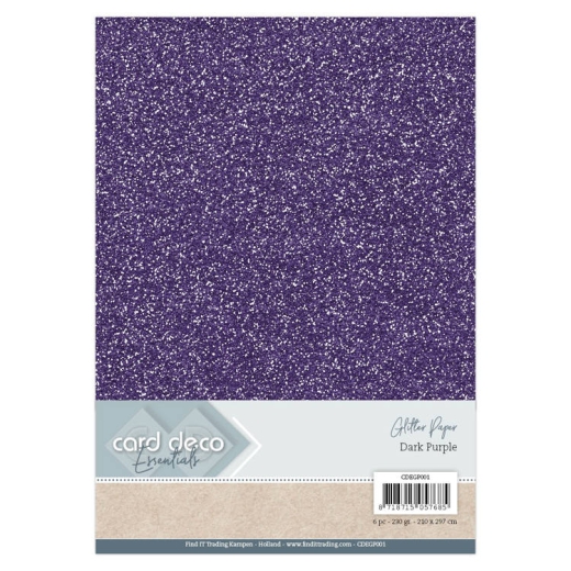 CDEGP001 Glitter Papier Dark Purple A4 1 Blatt
