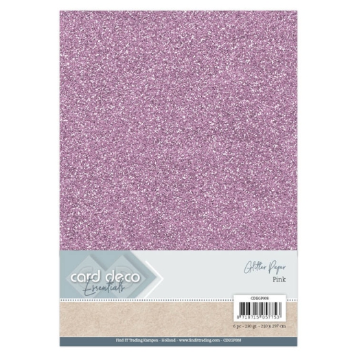 CDEGP008 Glitter Papier Pink A4 1 Blatt