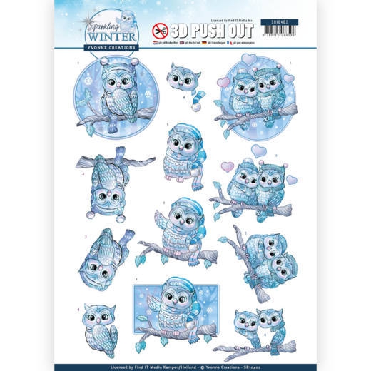 SB10402 YC Stanzbogen Sparkling Winter - Winter Owls