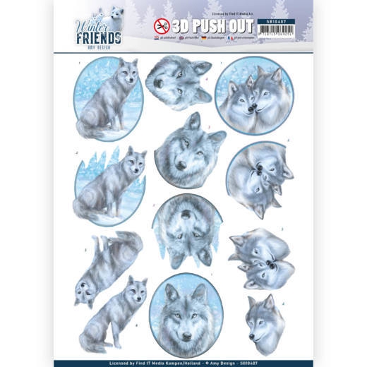 SB10407 AD Stanzbogen Winter Friends - Winter Wolves