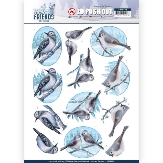 SB10408 AD Stanzbogen Winter Friends - Sparkling Birds