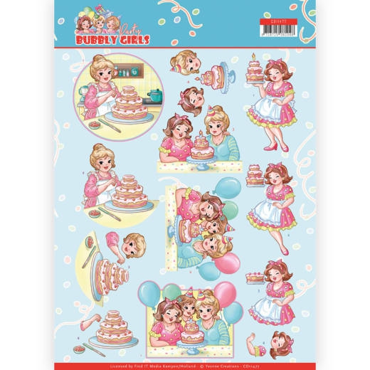 CD11477 3D cutting sheet - Yvonne Creations - Bubbly Girls - Party - Baking