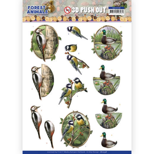 SB10538 AD Stanzbogen Forest Animals - Woodpecker