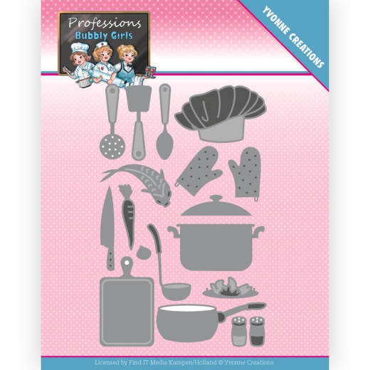 YCD10236 YC Stanzschablone Bubbly Girls - Professions - Kitchen Staff Kochgeschirr