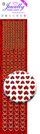 3.8071 Jewelly Pearls & Gems Hearts Diamond Red, 2 Bogen