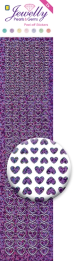 3.8074 Jewelly Pearls & Gems Hearts Diamond Purple, 2 Bogen