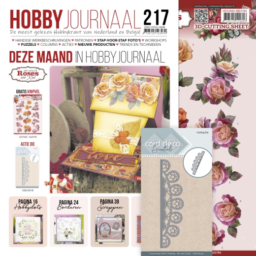 SETHJ217x Hobbyjournal Set 217 mit Gratis 3D Bogen und Stanzschablone CDECD0130