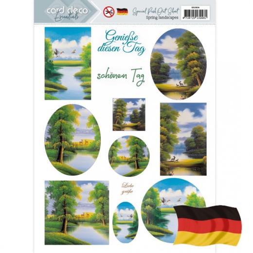 SB10834 Stanzbogen Card Deco Essentials Spring Landscapes mi deutschem Text