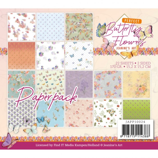 JAPP10024 JA Papierpack (Hintergrundpapier) Perfect Butterfly Flowers