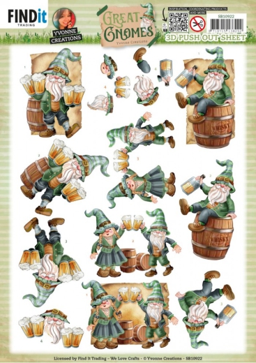 SB10922 YC Stanzbogen Great Gnomes Party Gnomes