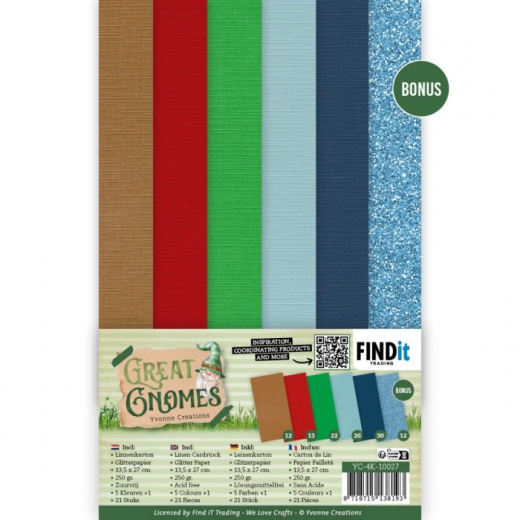 YC-4K-10027 YV Linen Cardstock Pack Great Gnomes 4K