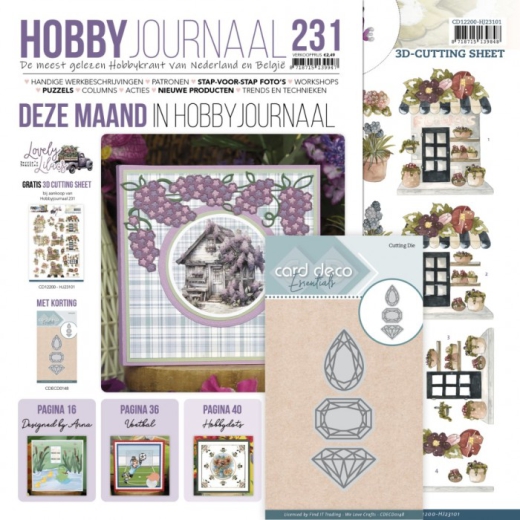 SetHj231 Hobbyjournal Set 231 mit 3D Bogen und Stanzschablone CDECD0148 Diamond