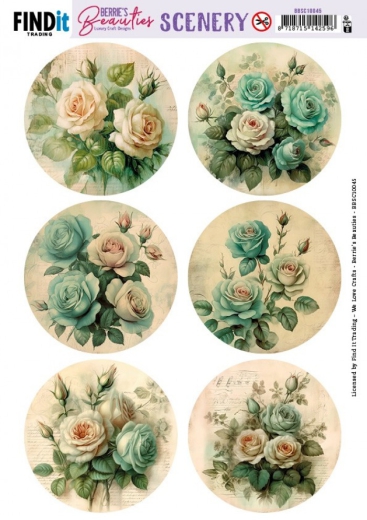 BBSC10045 Push Out Scenery Berries Beauties Blue Roses Round