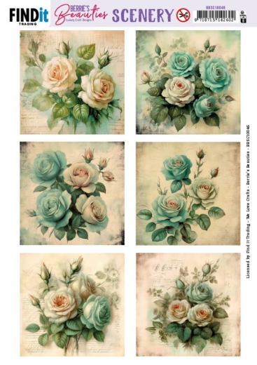 BBSC10046 Push Out Scenery Berries Beauties Blue Roses Square