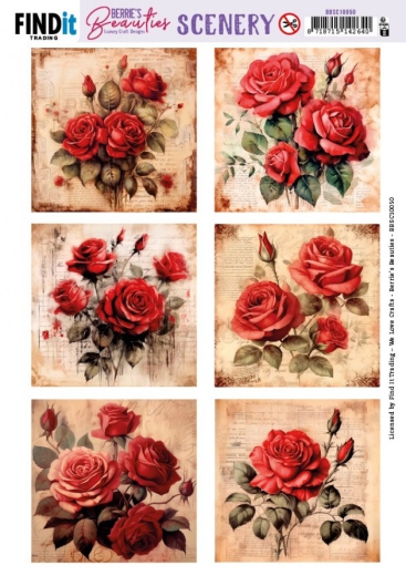 BBSC10050 Push-Out Scenery Berries Beauties  Red Roses Squares