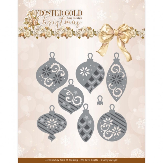 ADD10321 AD Stanzschablone Frosted Gold Christmas Baubles