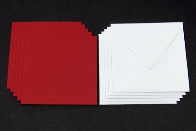 690203 Karte mit Briefumschlag, 13,5 x 13,5 cm, Karte rot, Briefumschlag wei, 5 Stck