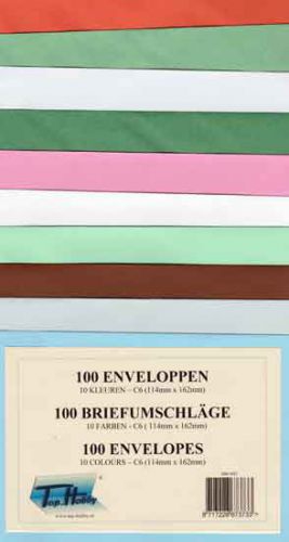 ENV-AS1 100 Briefumschlge - 10 Farben - C6 (114mm x 162mm)