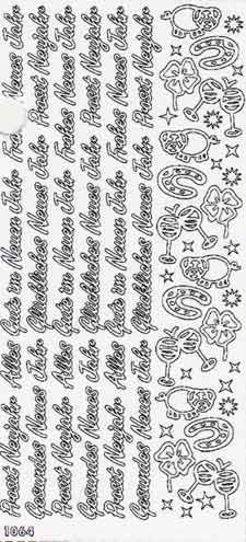 1064g Stickerbogen Frohes Neues Jahr gold
