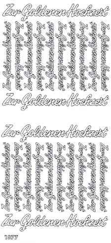 1077s Stickerbogen   Zur Goldenen Hochzeit silber