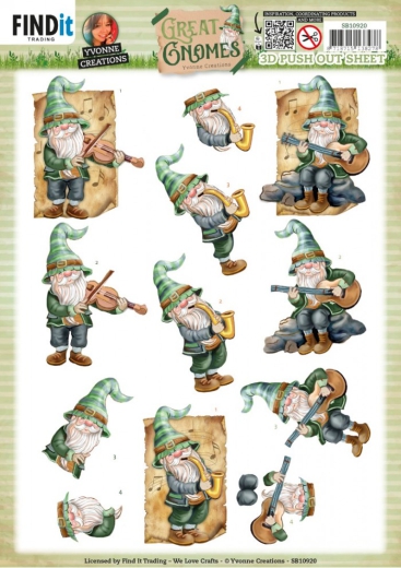 SB10920 YC Stanzbogen Great Gnomes Musik Gnomes