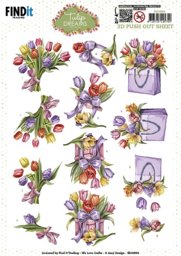 SB10994 AmyDesign Stanzbogen  Tulip Dreams Farbenfrohe Tulpen