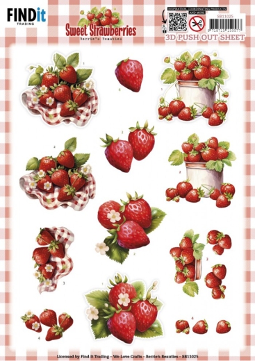 SB11025 BB Stanzbogen Sweet Strawberries Se Erdbeeren