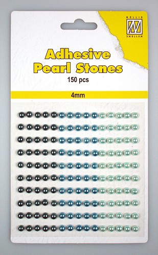 APS403 Adhesive Pearl Stones 150 Stck 4mm 3 farbig blau