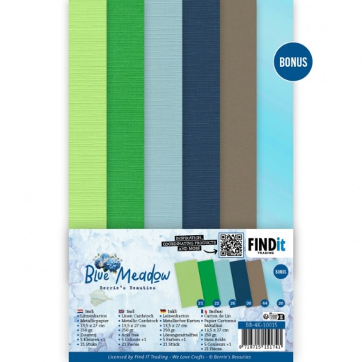 BB-4K-10015 BB Linnen Cardstock Papier Pack Blue Meadow K4