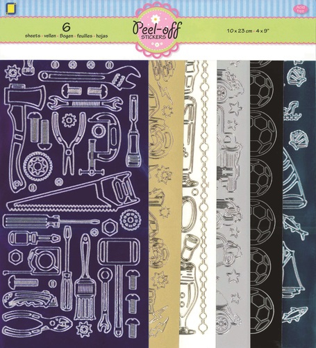 3.9906 JEJE Stickerset Werkzeug, Fahrzeuge,Fische  und Fu�ball 6-teilig