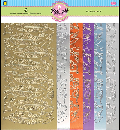 3.9915 Jeje Sticker Set Federn verschiedene Farben 6-teilig