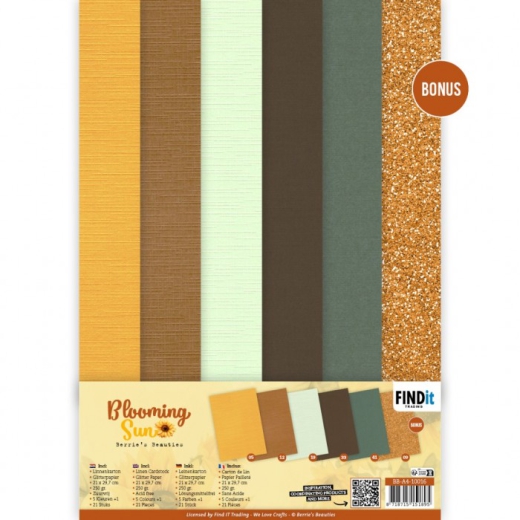 BB-A4-10016 BB Linen Cardstock Pack Blooming Sun A4