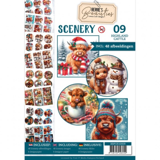 BBPOS10009 BB Push Out Buch Scenery 9 Highland Cattle