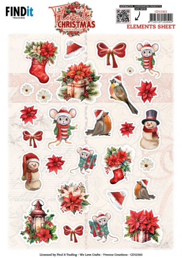 CD12363 YC Schneidebogen Floral Christmas Kleine Elemente