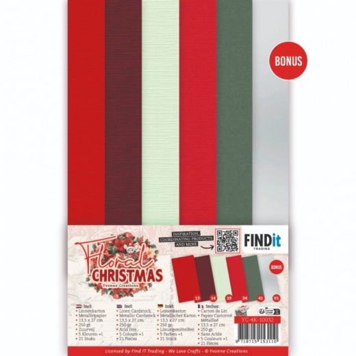 YC-4K-10032 Linen Cardstock Pack Floral Christmas 4K