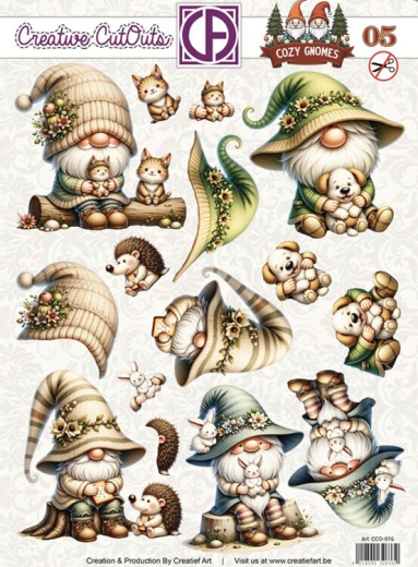CCO-016 Cozy Gnomes Stanzbogen Gnome mit Tiere