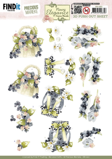 SB11001 PM Stanzbogen Navy Elegance Blaubeeren