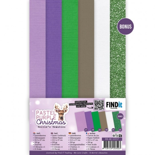 BB-4K-10017 BB Leinen Karton Pack Pastel Purple Christmas 4K